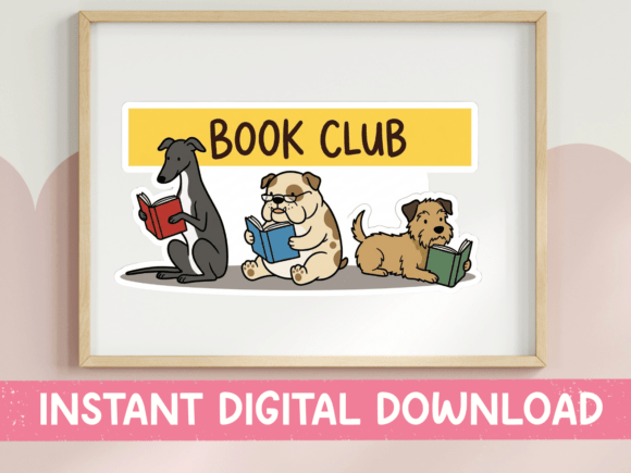 Book Club Dogs Funny Reading Design Review