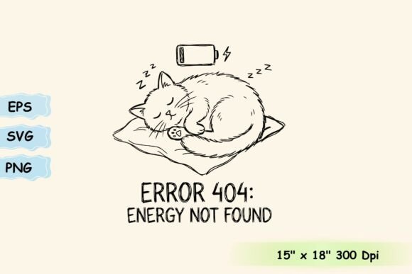 Funny Sleeping Cat Error 404 Design Review