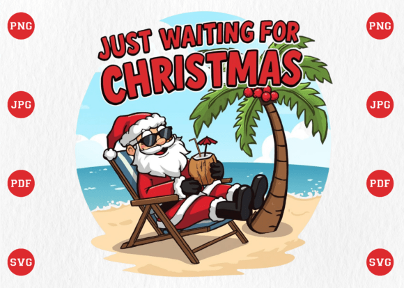 Just Waiting for Christmas Funny Santa Design Review