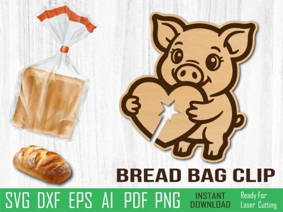 Pig Bread Clip, Pig Valentine Laser Cut Review