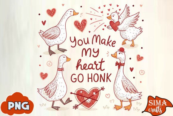 Valentines Goose Love Hand-Drawn SVG PNG Review